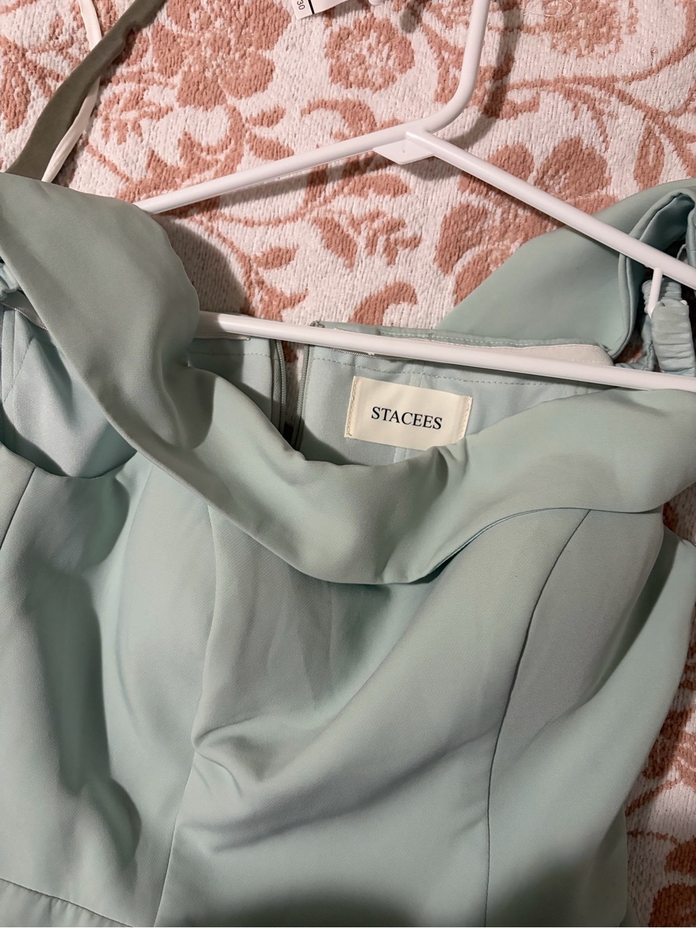 STACEES Mint Green Off the Shoulder Bridesmaid Dress